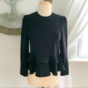 ZARA Black Frill Ruffled Hem Blouse Top